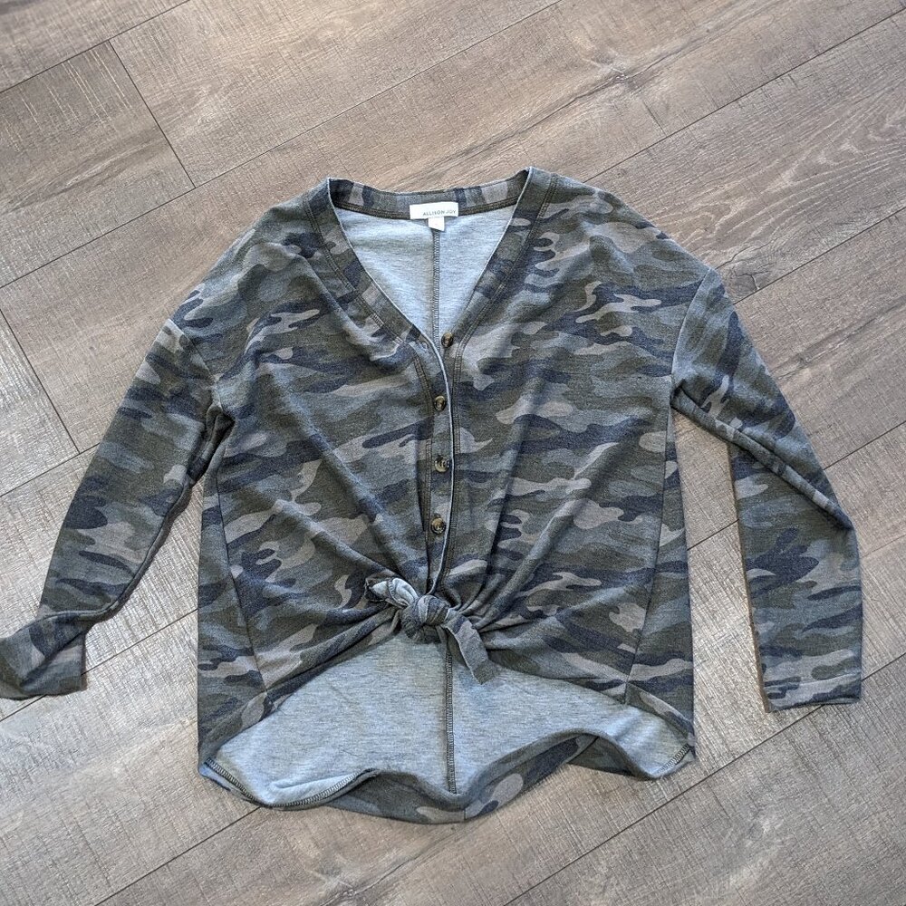 Allison Joy Camo Front Tie Top